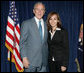 President George W. Bush stands backstage with Yadira Vieyra, a Georgetown University student, who was among those in attendance Thursday, April 24, 2008, at the White House Summit on Inner-City Children and Faith-Based Schools. The President mentioned Yadira in his remarks to the summit, saying: ".Let me end with a story here about Yadira Vieyra. Yadira says she goes to Georgetown University, and she said -- I was asking if Yadira was going to be here so I could ask her to stand here in a minute, and a fellow told me she's a little worried about missing class. So whoever Yadira's teacher is, please blame it on me, not her." White House photo by Chris Greenberg