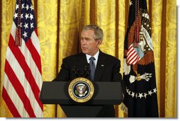 President George W. Bush delivers remarks during the Celebration of Asian Pacific American Heritage Month Thursday, May 1, 2008, in the East Room of the White House. White House photo by Joyce N. Boghosian