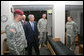 President George W. Bush talks with soldiers during his tour of the 82nd Airborne Division barracks rooms and facilities Thursday, May 22, 2008 in Fort Bragg, N.C., on his visit to attend the 82nd Airborne Division review. White House photo by Chris Greenberg