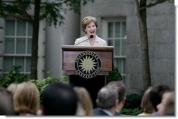 Mrs. Laura Bush addresses guests at a Smithsonian Institution Luncheon Tuesday, May 27, 2008 in Washington, D.C., honoring Mrs. Bush for her contributions to the arts in America. White House photo by Shealah Craighead