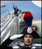 President George W. Bush waves from Air Force One as he arrives at Ciampino International Airport Wednesday, June 11, 2008, in Rome. White House photo by Eric Draper