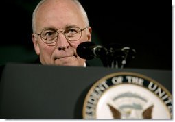 Vice President Dick Cheney listens as an audience member asks a question, Wednesday, June 11, 2008, during a visit to the U.S. Chamber of Commerce in Washington, D.C. White House photo by David Bohrer