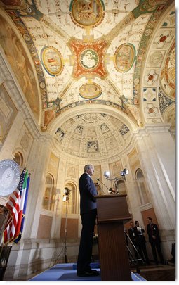 President George W. Bush participates in a joint press availability with Italian Prime Minister Silvio Berlusconi Thursday, June 12, 2008, at the Villa Madama in Rome. White House photo by Eric Draper