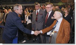 President George W. Bush meets with World War II veterans following his address to the Organization for Economic Co-operation and Development Friday, June 13, 2008, in Paris, honoring the strong relationship between the United States and Europe. White House photo by Eric Draper