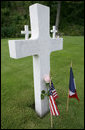 A headstone at the Suresnes American Cemetery and Memorial in Paris reads: "Here Rests in Honored Glory an American Soldier Known but to God." President George W. Bush visited the cemetery during his visit to the City of Lights Saturday, June 14, 2008. White House photo by Chris Greenberg