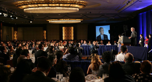 President George W. Bush addresses the 7th annual National Hispanic Prayer Breakfast Thursday, June 26, 2008, at the J.W. Marriott Hotel in Washington, D.C. White House photo by Chris Greenberg