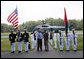 President George W. Bush welcomes the Crown Prince of Abu Dhabi, Sheikh Mohammed bin Zayed Al Nahyan to the presidential retreat at Camp David, Thursday, June 26, 2008 in Camp David, Md. White House photo by Eric Draper