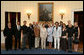 Mrs. Laura Bush poses with the winners of the 2008 Cooper-Hewitt National Design Awards at the White House on July 14, 2008. The awards are given in various disciplines such as communications, architecture, landscape, product, interior, fashion and people's design as well as in lifetime achievement, corporate achievement, special jury commendation. The awards are a tool to increase national awareness of design by promoting excellence, innovation and lasting achievement. The award program was first launched in 2000 at the White House as an official project of the White House Millennium Council. White House photo by Shealah Craighead