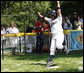 Six-year-old Tucker Tekautz of the Central U.S. All-Stars crosses home plate Wednesday, July 16, 2008, during their Tee Ball at the White House matchup against the Eastern U.S. All-Stars. White House photo by Eric Draper