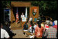 Mrs. Laura Bush addresses her remarks Monday, July 28, 2008, during a visit to the Carl Sandburg Home National Historic Site in Flat Rock, N.C., announcing a $50,000 grant to benefit the Junior Ranger program at the historic site. White House photo by Shealah Craighead