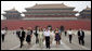 Mrs. Laura Bush and daughter Barbara Bush tour the Forbidden City Friday, Aug. 9, 2008, during their visit to Beijing. Leading the tour is Mr. Sun Jiazheng, Vice Chairman, China People’s Political Consultative Congress. Mrs. Sarah Randt, spouse of Sandy Randt, U.S. Ambassador to the People’s Republic of China, is second from left in hat. White House photo by Shealah Craighead