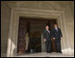 Vice President Dick Cheney and President of Azerbaijan Ilham Aliyev stand together Wednesday, Sept. 3, 2008, before their meetings at the Summer Presidential Palace in Baku, Azerbaijan. White House photo by David Bohrer