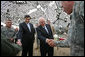 Vice President Dick Cheney and Georgian President Mikheil Saakashvili greet U.S. troops Thursday, Sept. 4, 2008 at a relief operation center in Tbilisi. To date, the U.S. has delivered over $30 million in aid, including 1200 tons of food and relief supplies to Georgians affected by the recent conflict with Russia. White House photo by David Bohrer