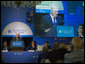 Vice President Dick Cheney addresses the Ambrosetti Conference Saturday, Sept. 6, 2008 at Lago di Como, Italy. In his remarks the Vice President condemned the recent Russian aggression in the Caucasus region and challenged Moscow's forceful manipulation of energy resources in Central Asia. White House photo by David Bohrer