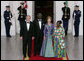 President George W. Bush and Mrs. Laura Bush welcome President John Agyekum Kufuor and Mrs. Theresa Kufuor of Ghana Monday, Sept. 15, 2008, upon their arrival to the North Portico of the White House for a State Dinner in their honor. White House photo by Chris Greenberg