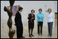 Mrs. Laura Bush is given a tour of the Nasher Sculpture Center by Acting Chief Curator Jed Morse, left, Trustee Nancy Nasher, second from left, and Debbie Francis, right, on Friday, Sept. 19, 2008, in Dallas. White House photo by Chris Greenberg