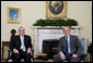 President George W. Bush welcomes President Michel Sleiman of Lebanon to the Oval Office Thursday, Sept. 25, 2008, at the White House. Said President Bush, "The United States is proud to stand by your side. Our mission is your mission: a country that is strong and capable, and a country where people can live in peace. And so I welcome you. It's been a long time since the President of Lebanon has been in the Oval Office. It is my honor to host you for this occasion." White House photo by Joyce N. Boghosian