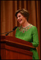 Mrs. Laura Bush addresses her remarks Friday evening, Sept. 26, 2008 in Washington, D.C., during the 2008 National Book Festival Gala Performance, an annual event celebrating books and literature. White House photo by Joyce N. Boghosian