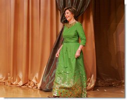 Mrs. Laura Bush is introduced at the 2008 National Book Festival Gala Performance Friday, Sept. 26, 2008, where Mrs. Bush delivered remarks at the Library of Congress in Washington, D.C. White House photo by Joyce N. Boghosian