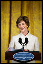 Mrs. Laura Bush delivers remarks during the National Book Festival Breakfast Saturday, Sept. 27, 2008, in the East Room of the White House. White House photo by Joyce N. Boghosian