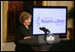 Mrs. Laura Bush offers remarks at the 2008 National Medals for Museum and Library Service Ceremony in the East Room of the White House, Oct. 7, 2008. The First Lady honored five libraries and five museums for their outstanding contributions to public service. White House photo by Chris Greenberg