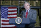 President George W. Bush addresses his remarks on the nation's economy to state and local business leaders Tuesday, Oct. 7, 2008, during his visit to the Guernsey Office Products, Inc. in Chantilly, Va. President Bush said the Emergency Economic Stabilization Act of 2008 will take time to have its full effect in improving the economy. White House photo by Chris Greenberg