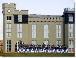 Virginia Military Institute Corps of Cadets march onto the VMI Parade Ground where Vice President Dick Cheney addressed the Corps during the institute's annual Military Appreciation Day festivities, Saturday, Nov. 8, 2008, in Lexington, Va. White House photo by David Bohrer