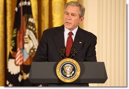 President George W. Bush welcomes the award recipients to the presentation of the 2008 National Medal of Arts and 2008 National Humanities Medal, honoring those for their outstanding contributions to the arts, and the preservation and education of the humanities in America. White House photo by Chris Greenberg