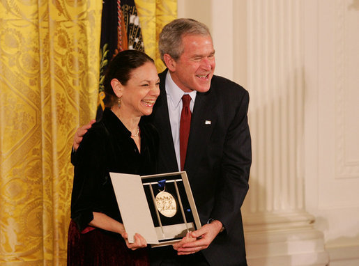 President George W. Bush congratulates Carla Maxwell, artistic director of the Jose Limon Dance Foundation of New York, as a recipient of the 2008 National Medal of Arts in ceremonies Monday, Nov. 17, 2008 at the White House. White House photo by Joyce N. Boghosian