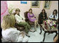 Mrs. Laura Bush participates in an informal discussion Friday, Nov. 21, 2008, during a visit to the National Oncology Institute in Panama City. With her are, from left: Ms. Maria Victoria Gonzalez, breast cancer patient; Mrs. Bush; Mrs. Vivian Fernandez de Torrijos, First Lady of Panama, and Ms. Silka Delgado, breast cancer patient. White House photo by Joyce N. Boghosian