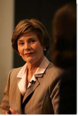 Mrs. Laura Bush discusses the serious global situation for women Wednesday, Dec. 10, 2008, at the Council on Foreign Relations in New York City. Mrs. Bush's visit was to highlight Human Rights Day and to deliver an opening statement on the 60th anniversary of the Universal Declaration of Human rights and discussed human rights of women.  White House photo by Joyce N. Boghosian