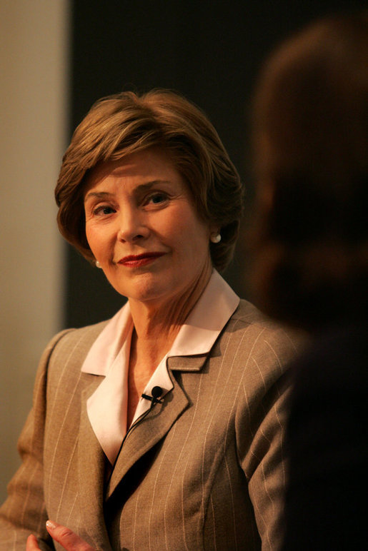 Mrs. Laura Bush discusses the serious global situation for women Wednesday, Dec. 10, 2008, at the Council on Foreign Relations in New York City. Mrs. Bush's visit was to highlight Human Rights Day and to deliver an opening statement on the 60th anniversary of the Universal Declaration of Human rights and discussed human rights of women. White House photo by Joyce N. Boghosian