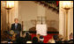 President George W. Bush delivers remarks during the lighting of the Menorah Monday, Dec. 15, 2008, in the Grand Foyer of the White House. This year's Menorah, currently housed at the Harry S. Truman Presidential Library in Independence, Mo., was a gift from Israel's first Prime Minister David Ben-Gurion to the U.S. President on May 7, 1951 - President Truman's birthday - to personally thank him for his important, and then-controversial recognition of Israel's independence three years prior. White House photo by Shealah Craighead