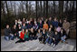 President George W. Bush and family gather at Camp David on Christmas, Thursday, Dec. 25, 2008. Seated front row, Lauren Bush, Ashley Bush, Ellie LeBlond, Gigi Koch, Elizabeth Andrews, Marshall Bush, Pace Andrews, Walker Bush. Second row, John E. Bush, George P. Bush, Barbara Bush, Pierce Bush, former President George H.W. Bush, former First Lady Barbara Bush, President George W. Bush, First Lady Laura Bush, Jenna Hager, Top row, Mandi Bush, Sam LeBlond, Neil Bush, Ally Bush, Maria Bush, Bobby Koch, Doro Koch, Margaret Bush, Marvin Bush, Columba Bush, former Gov. Jeb Bush, Henry Hager, Noelle Bush, and Robert Koch. White House photo by Eric Draper