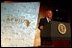 President George W. Bush addresses the Corporate Council on Africa's U.S.- Africa Business Summit in Washington, D.C., Thursday, June 27, 2003. "All of us here today share some basic beliefs. We believe that growth and prosperity in Africa will contribute to the growth and prosperity of the world. We believe that human suffering in Africa creates moral responsibilities for people everywhere. We believe that this can be a decade of unprecedented advancement for freedom and hope and healing and peace across the African continent," President Bush said. 