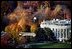 The fall foliage is in full view as Marine One departs the South Lawn. The Southern Magnolias to the left of the South Portico were planted by President Andrew Jackson. 