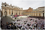 Thousands of mourners attend a funeral mass Friday, April 8, 2005, inside St. Peter's Square for Pope John Paul II, who died April 9 at the age of 84.