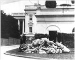 Pictured next to the West Wing is a mound of wool from President Woodrow Wilson's sheep. Wilson was president from 1913 to 1921.