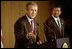 President George W. Bush and El Salvador's President Francisco Flores (right) hold a joint press conference in San Salvador, El Salvador, March 24, 2002. White House photo by Eric Draper