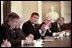 Governor Ridge meets with members of Congress, Vice President Cheney (pictured to Governor Ridge's left) and President Bush (not pictured) in the Cabinet Room Oct. 24, 2001.