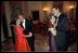 Leading their wives in the first dance of the evening, Presidents Bush and Fox take to the floor during the state dinner Wednesday evening.