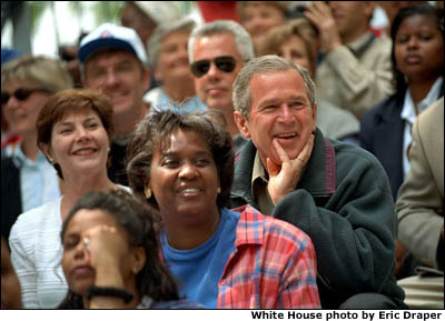 The President and Mrs. Bush watch the action. White House photo by Eric Draper.