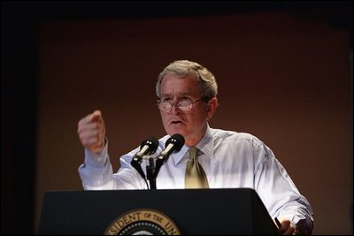 President George W. Bush, pen in hand, makes last-minute adjustments to his State of the Union speech Tuesday, Feb. 1, 2005, in anticipation of Wednesday night's scheduled appearance to the nation. 