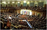 President George W. Bush delivers his State of the Union address to the nation and a joint session of Congress in the House Chamber at the U.S. Capitol Tuesday, Jan. 28, 2003. 