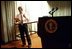 After days of revisions and rehearsals, President Bush reads through his State of the Union speech during a late afternoon practice session in the family theater of the White House Monday, Jan. 27, 2003.