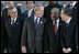 President George W. Bush is joined by leaders of the Americas Friday, Nov. 4, 2005, during the 2005 Summit of the Americas class photo in Mar del Plata, Argentina. Joining him in the front row are, from left: President Eduardo Rodriguez of Bolivia; Prime Minister Owen Arthur of Barbados; and Colombia President Alvaro Uribe.