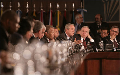 President George W. Bush speaks during the opening session Friday, Nov. 4, 2005, of the 2005 Summit of the Americas in Mar del Plata, Argentina.