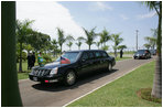 President George W. Bush's motorcade en route to Granja do Torto Saturday, Nov. 6, 2005, the home of Brazil's President Luiz Inacio Lula da Silva. 