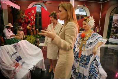 Laura Bush is given a tour of the Interoceanic Canal Museum, Monday, Nov. 7, 2005 in Panama.