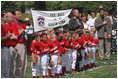 Memphis Red Sox vs. Rockies tee-ball game on the South Lawn of the White House May 7, 2001.